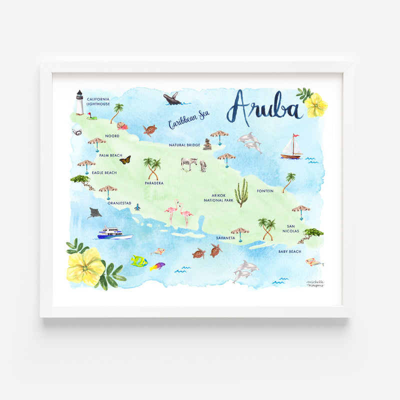 Aruba Island Map Art Print