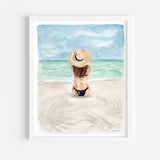 Beach Girl Art Print - Watercolor by Michelle Mospens