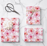 Beach Blooms Pink Hibiscus Flowers illustrated watercolor gift wrap sheets wrapping paper by Michelle Mospens