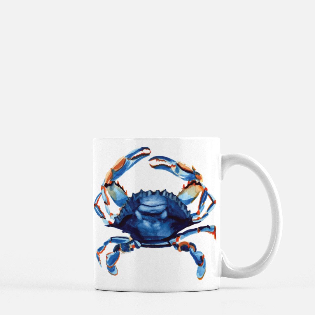 Watercolor Blue Crab Coffee Mug 11oz