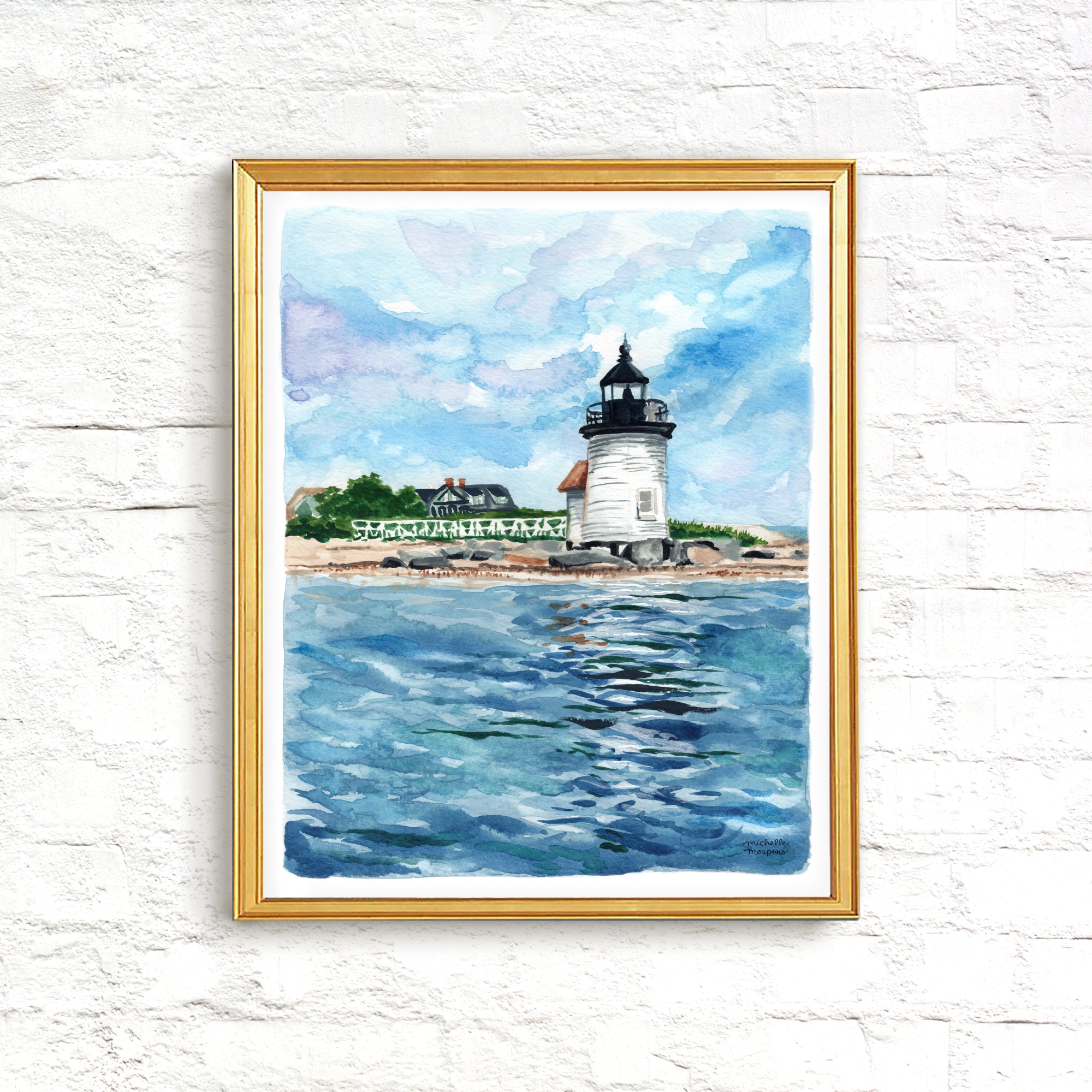 Brant Point Lighthouse Watercolor Art Print