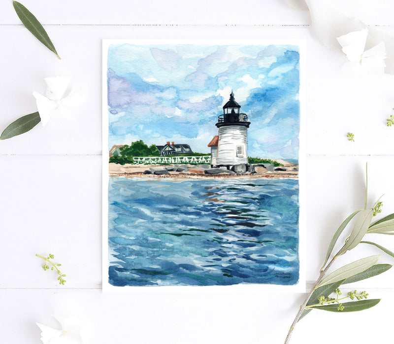 Brant Point Lighthouse Watercolor Art Print