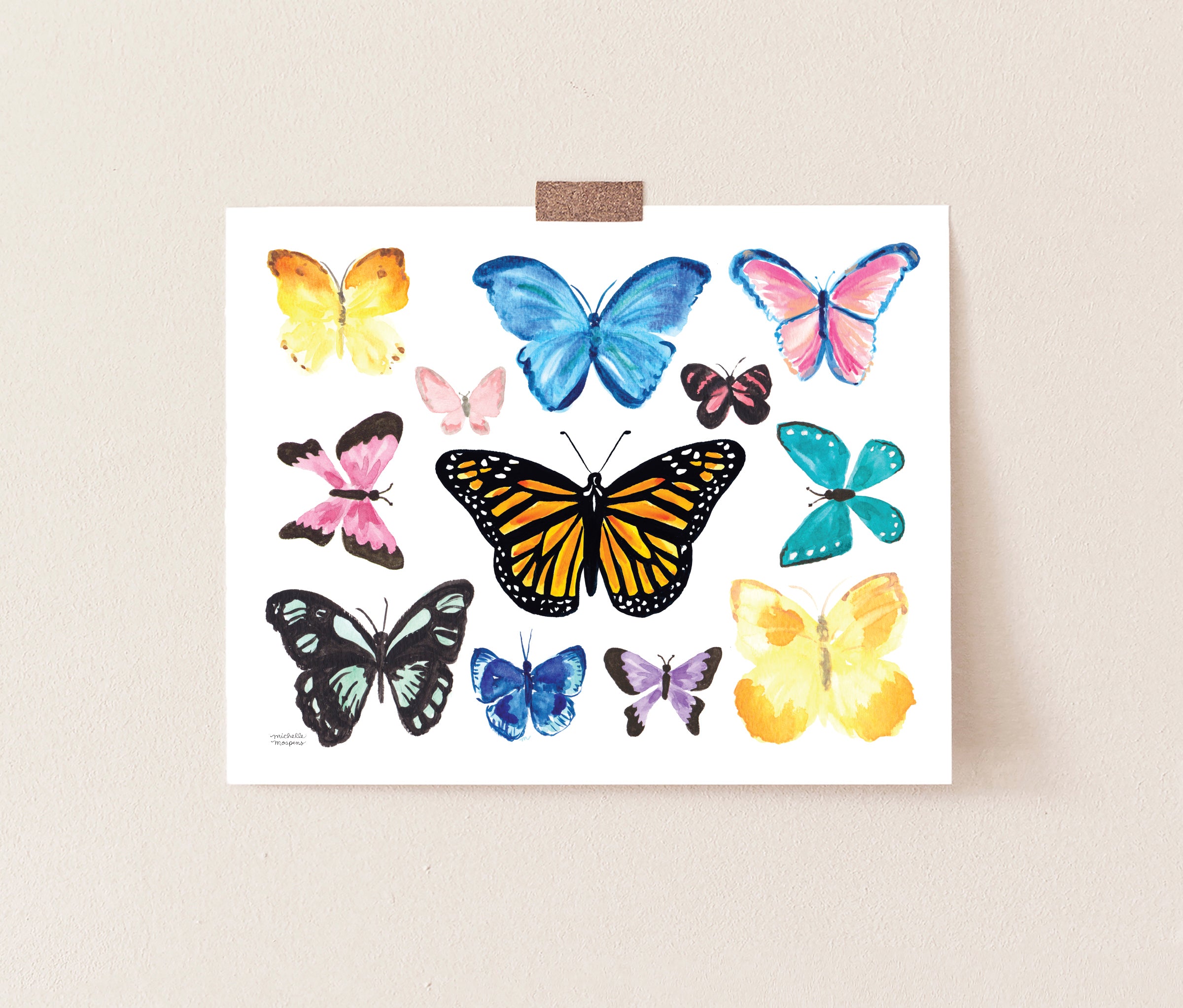 Watercolor Butterflies Art Print