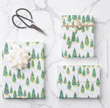 Illustrated Christmas Trees Wrapping Paper Gift Wrap by Michelle Mospens