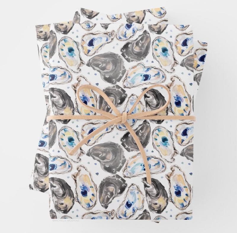Boho Sea Shell Wrapping Paper, Ocean White Wedding Paper Roll