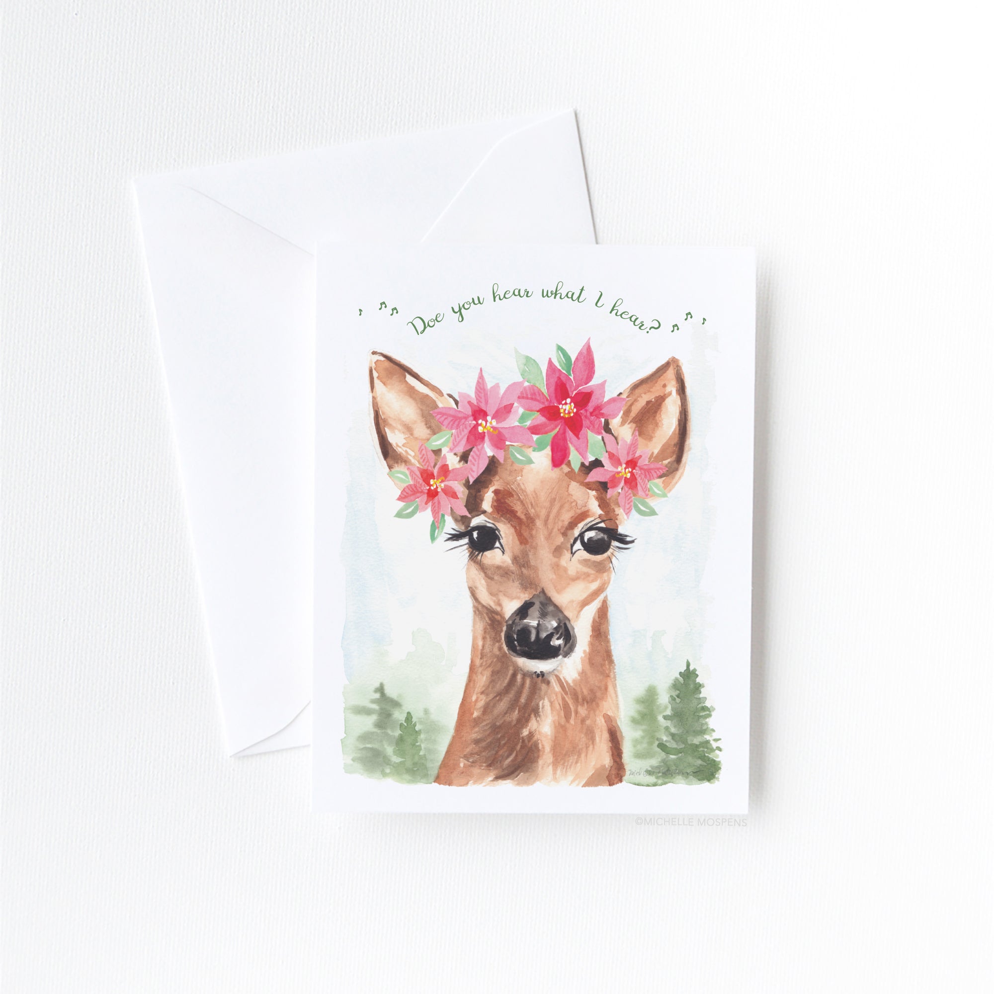 Watercolor Deer Christmas Card