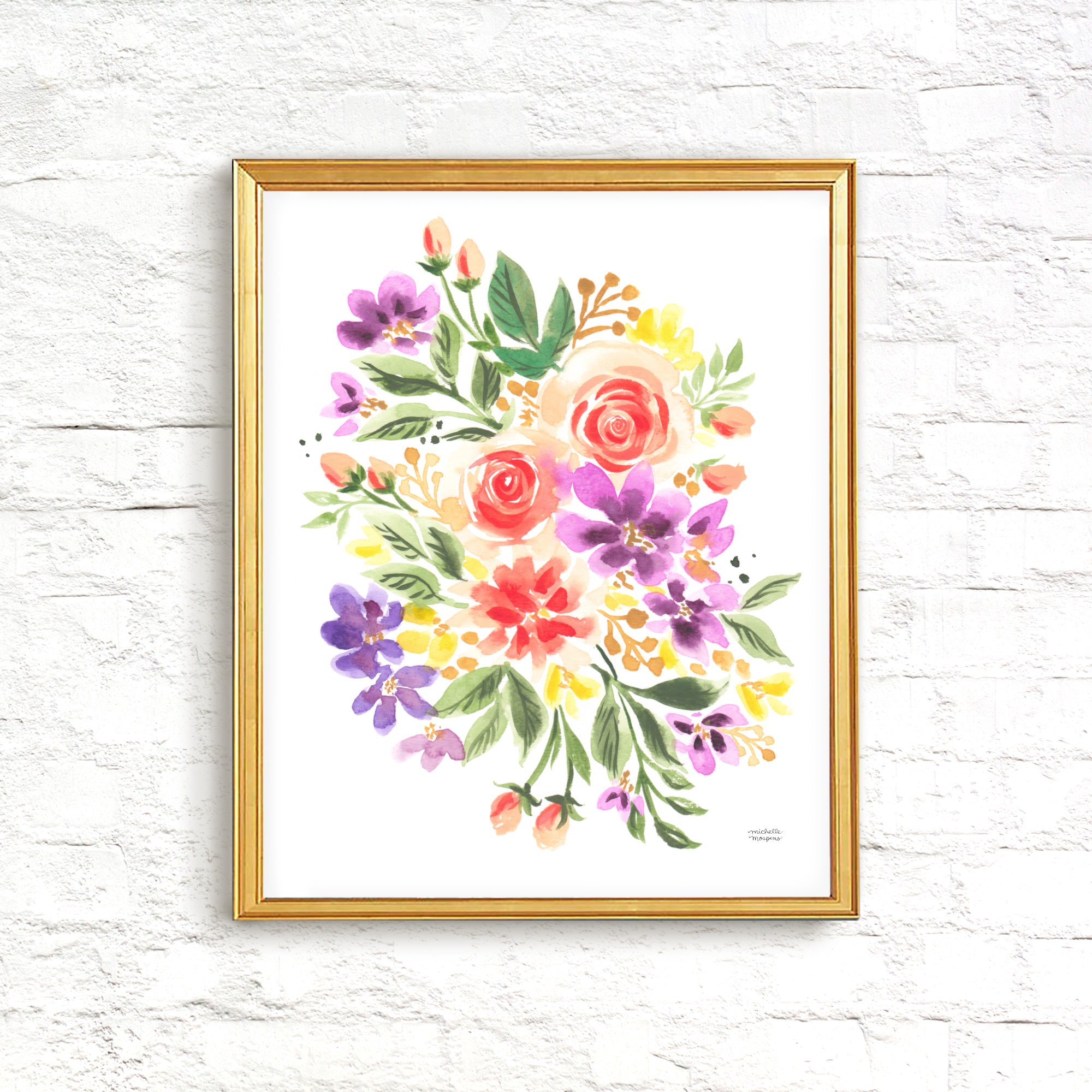 Enchanted Posy Floral Watercolor Wall Art Print