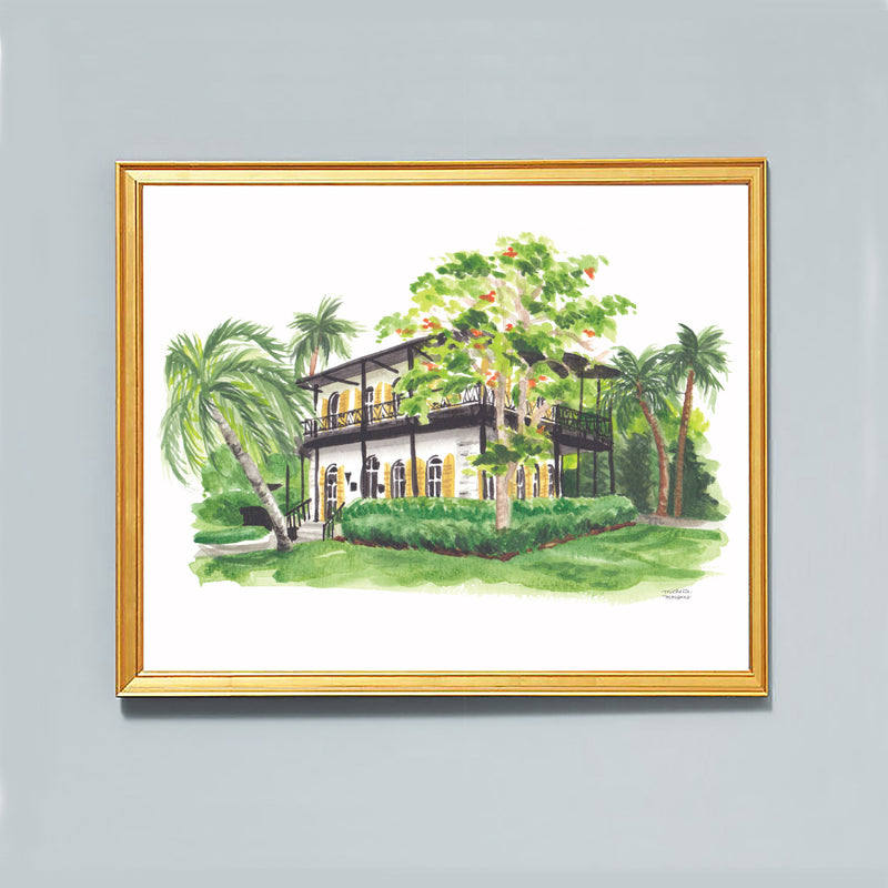 The Ernest Hemingway House & Museum Art Print Watercolor Painting