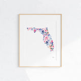 Watercolor Painting State Of Florida Art Print, Florida Shaped Art