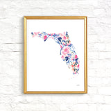 State Of Florida Watercolor Art Print
