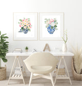 Watercolor Ginger Jar Bouquets Set of 2 Prints