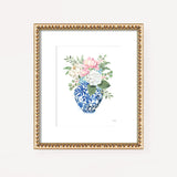 Watercolor Ginger Jar No. 7 with Flowers Art Print