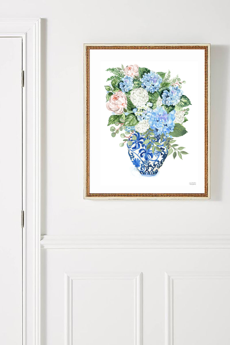 Chinoiserie Ginger Jar Bouquet No21 Watercolor Art Print
