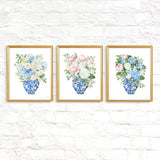 Chinoiserie Ginger Jars Watercolor Prints Set of 3