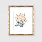 Watercolor Ginger Jar No. 8 with Flowers Art Print