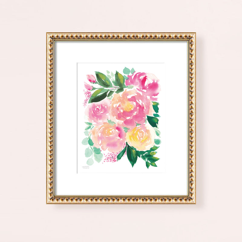 Hand-gathered Bouquet Watercolor Art Print