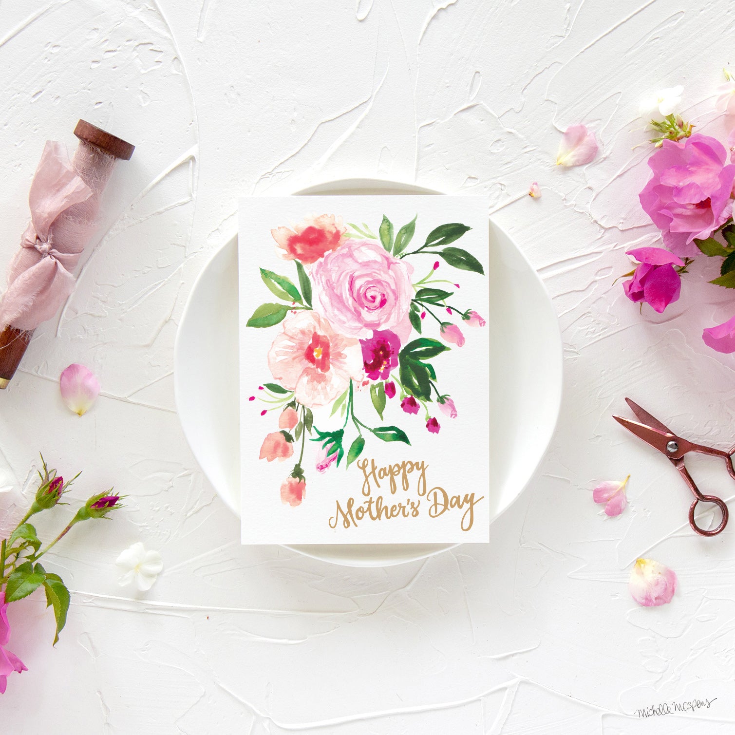 Pink Posy Mother's Day Card by Michelle Mospens