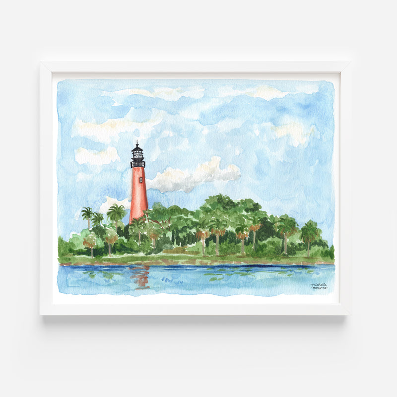 Watercolor Florida Jupiter Lighthouse Art Print