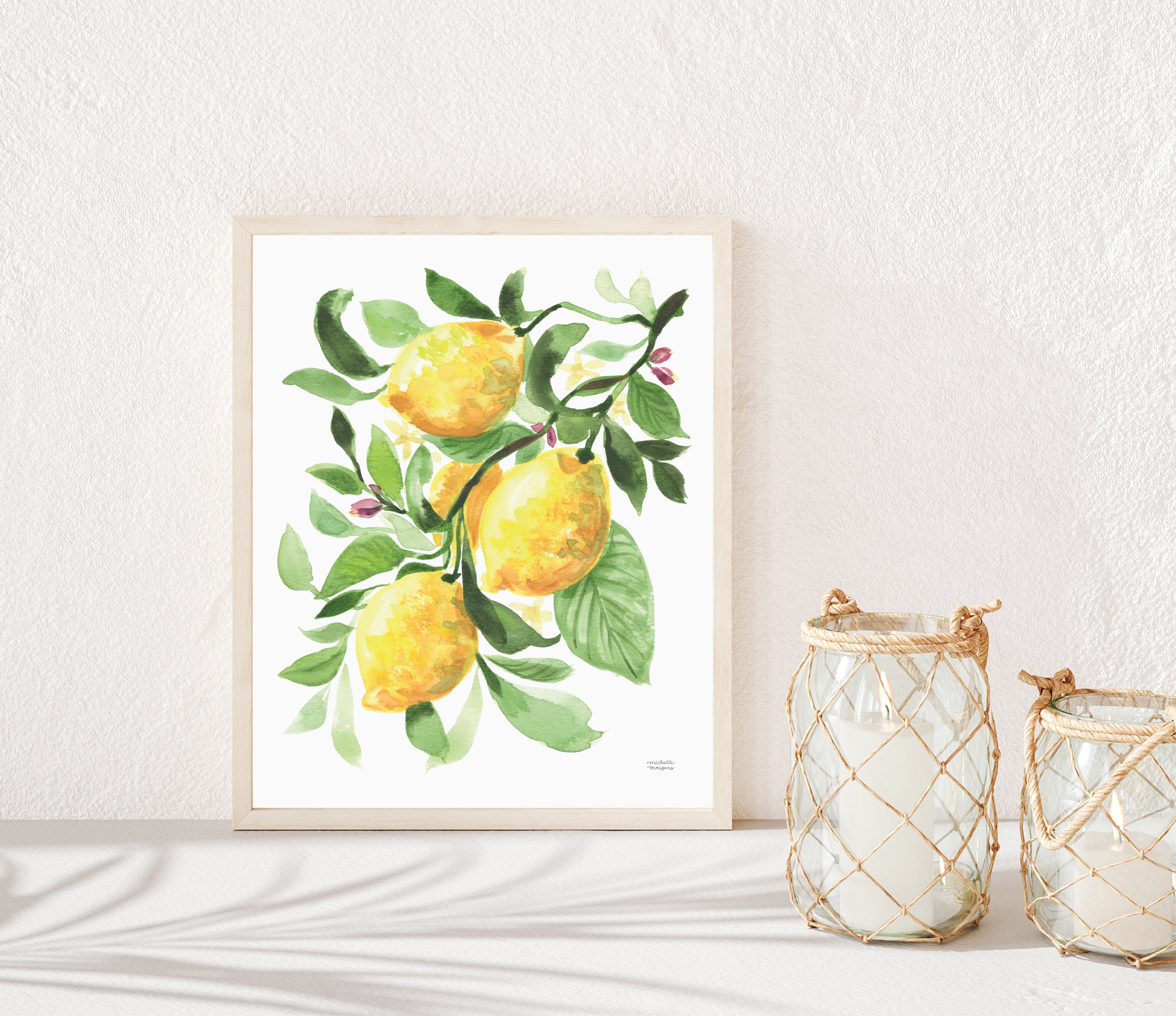 Watercolor Lemons No. 1 Art Print | Fruit Wall Art Print – Michelle Mospens