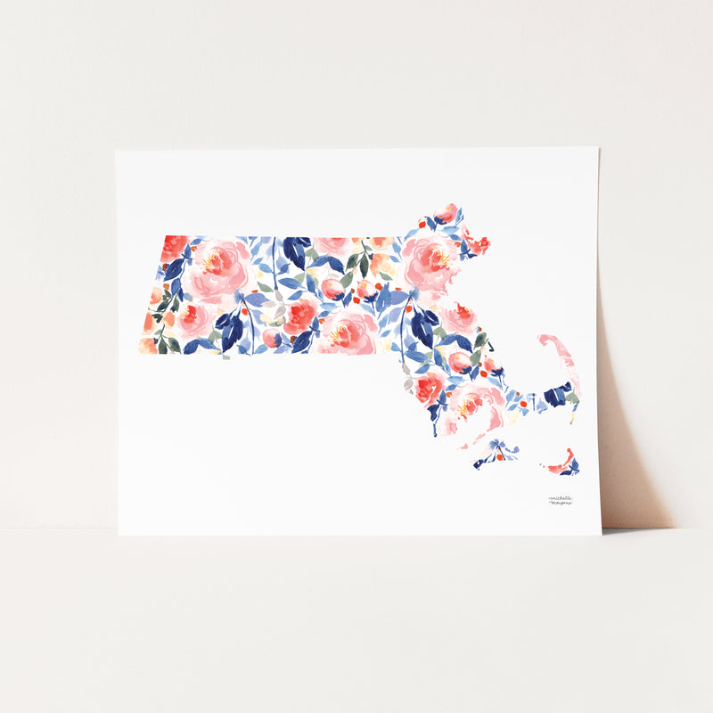 State Of Massachusetts Watercolor Art Print