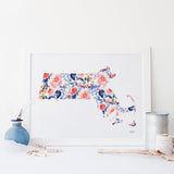 State Of Massachusetts Watercolor Art Print