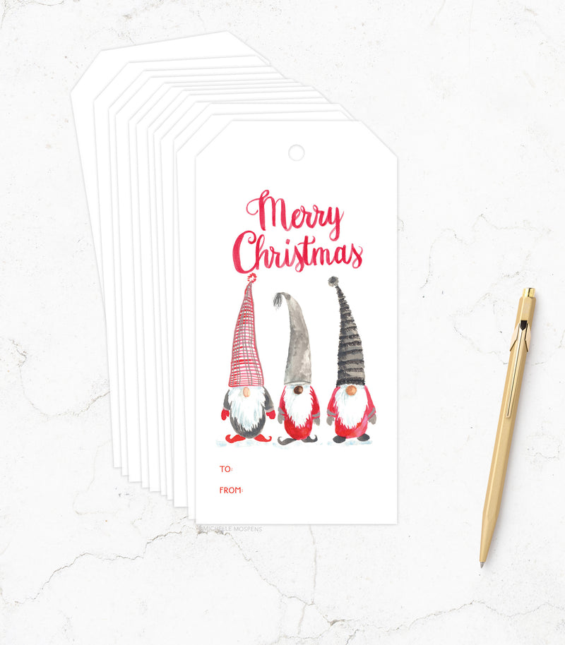 Cute Gift Tags Merry Christmas Gnomes