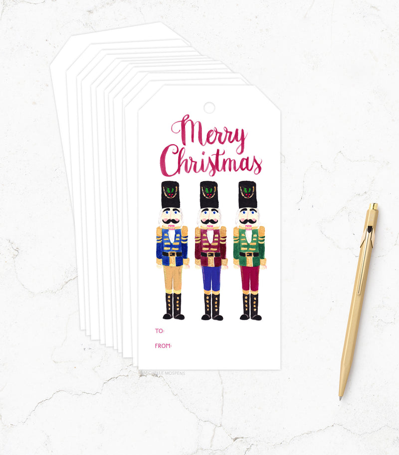 Retro Gift Tags Merry Christmas Nutcrackers