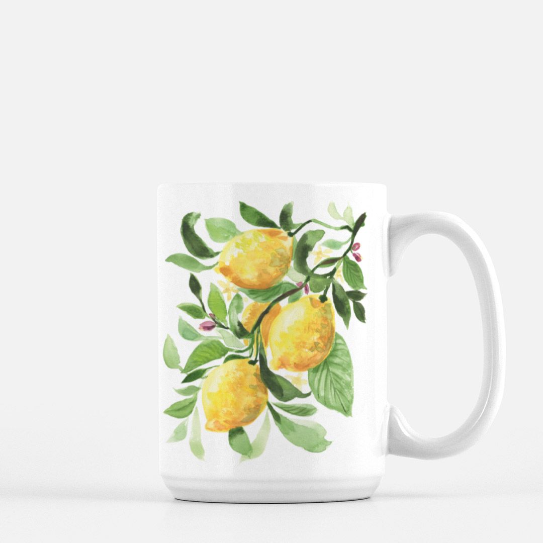 Watercolor Lemons Coffee Mug 15oz.