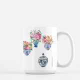 Illustrated Ginger Jars & Bouquets Coffee Mug 15oz.