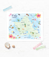 Oahu Hawaii Map Art Print