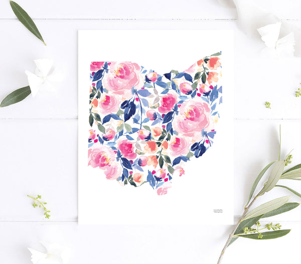 Ohio Print - State Of Ohio Watercolor Wall Art Print