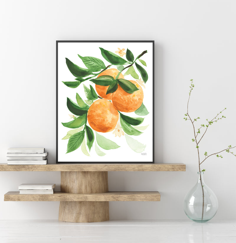 Watercolor Oranges fruit kitchen wall art print. Watercolor painting by artist Michelle Mospens.