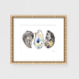 Coastal Wall Decor: Watercolor oyster shells painting wall art print by Michelle Mospens.
