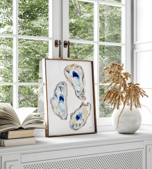 Watercolor Oyster Shells No12 Coastal Extra Large Wall Art Print by Mi
