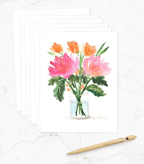 Fluffy Floral Blooms Note Cards Set