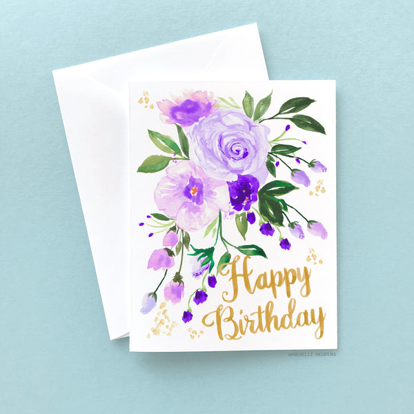 Purple Posy Birthday Card