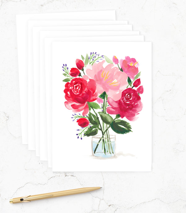 Roses and Blooms Note Cards Set
