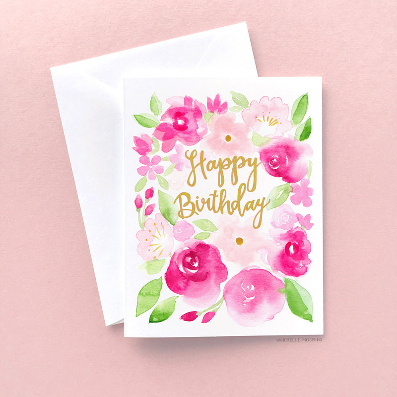 Sangria Blooms Birthday Card