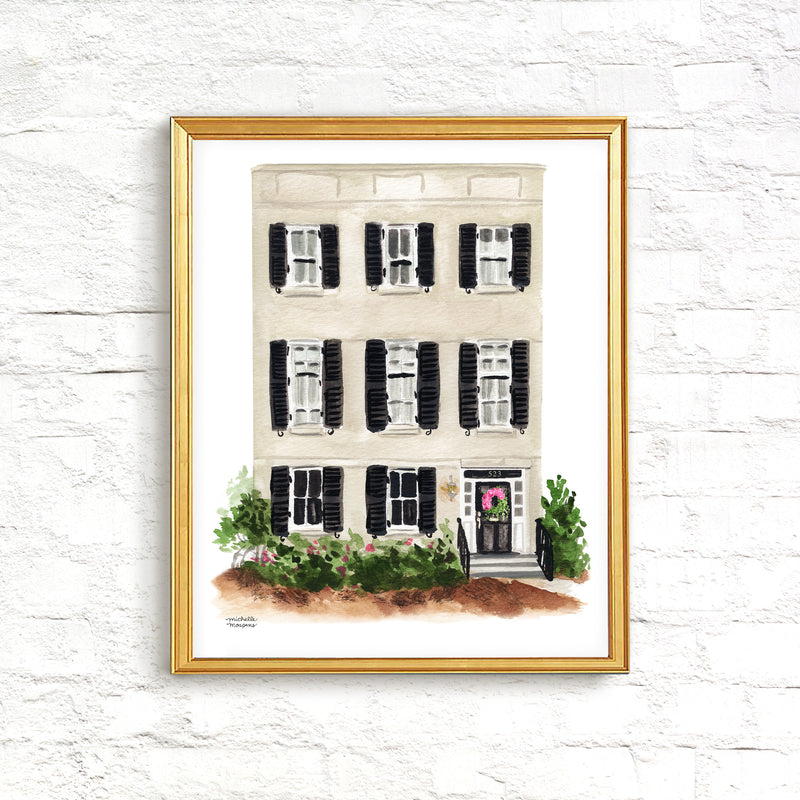 Southern Architecture Watercolor Wall Art Print by Michelle Mospens