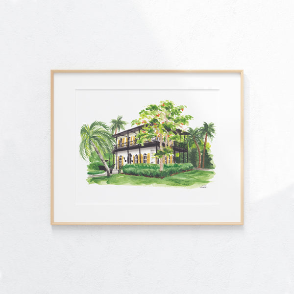 The Ernest Hemingway House & Museum Art Print Watercolor Painting
