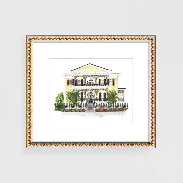 South Carolina Lace House Watercolor Print