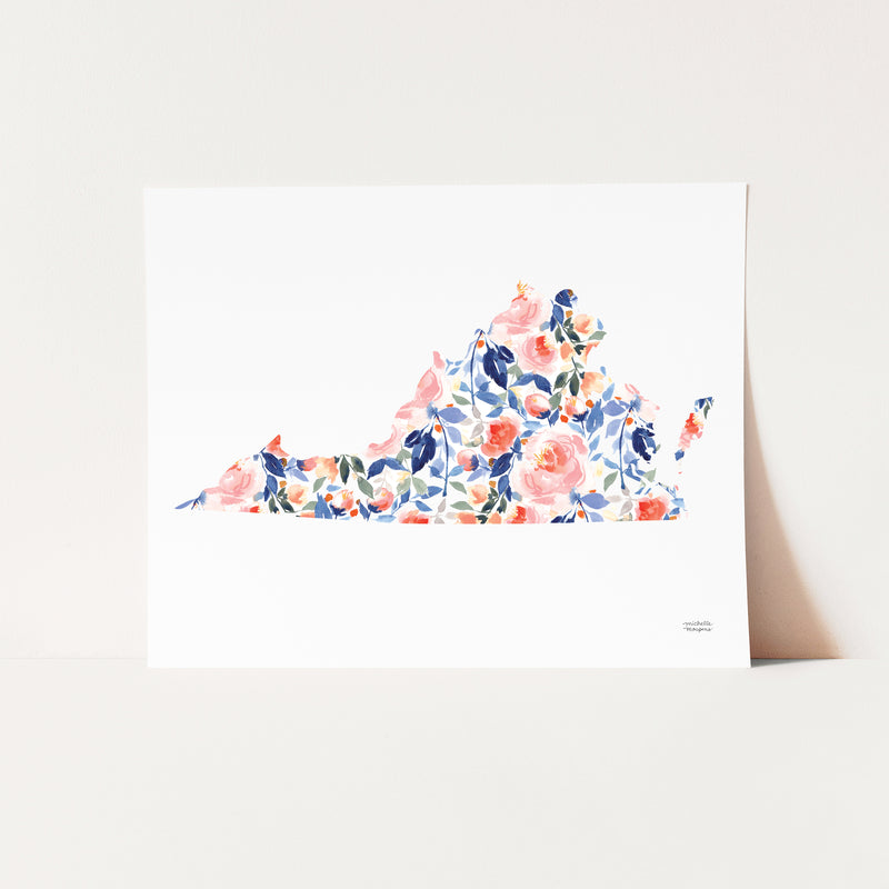 State Of Virginia Watercolor Art Print