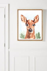 Watercolor deer painting wall art print unframed.