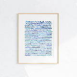 Cool Watercolor Waves Wall Art Print Unframed
