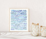 Cool Watercolor Waves Wall Art Print Unframed