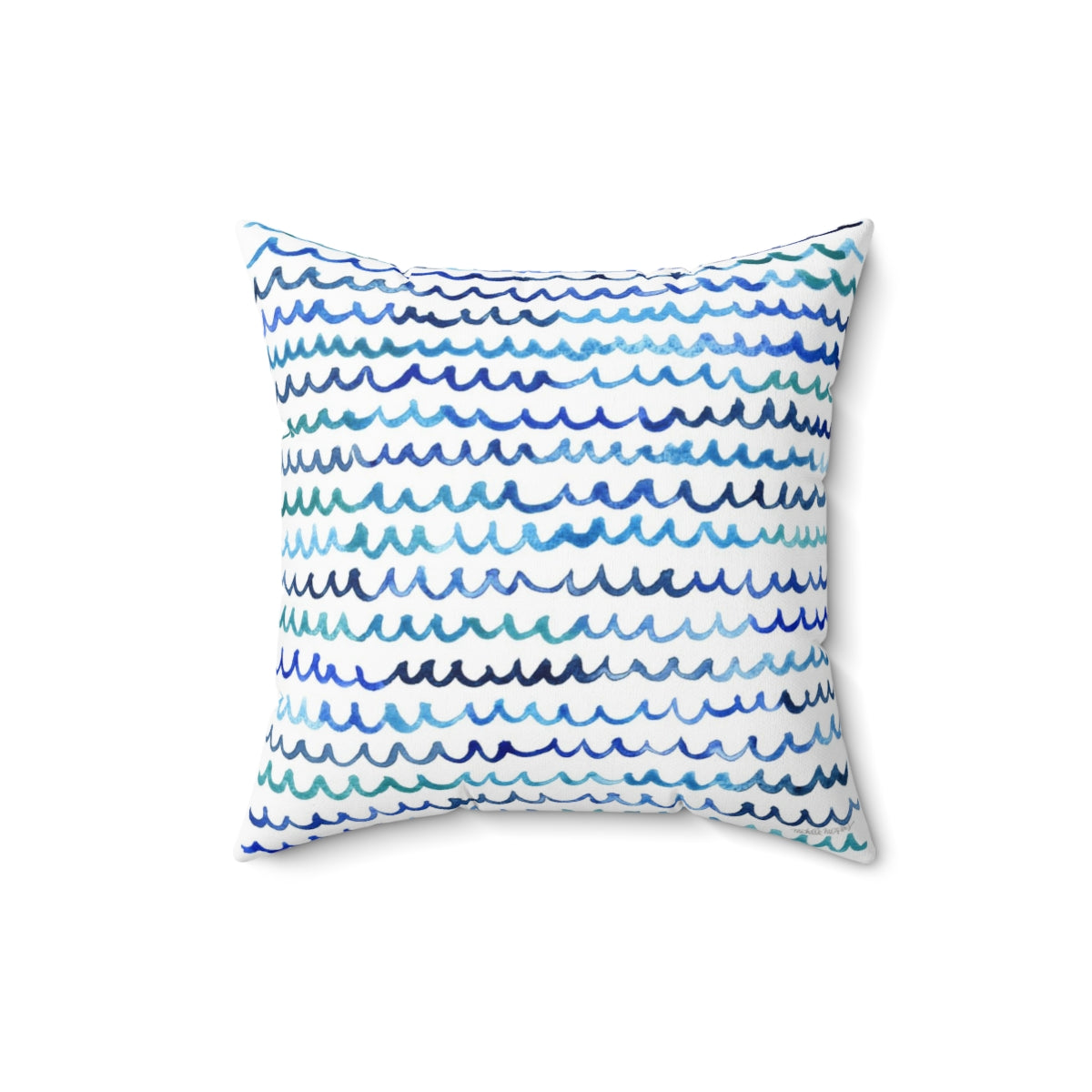 Watercolor Painterly Waves Coastal Square Pillow