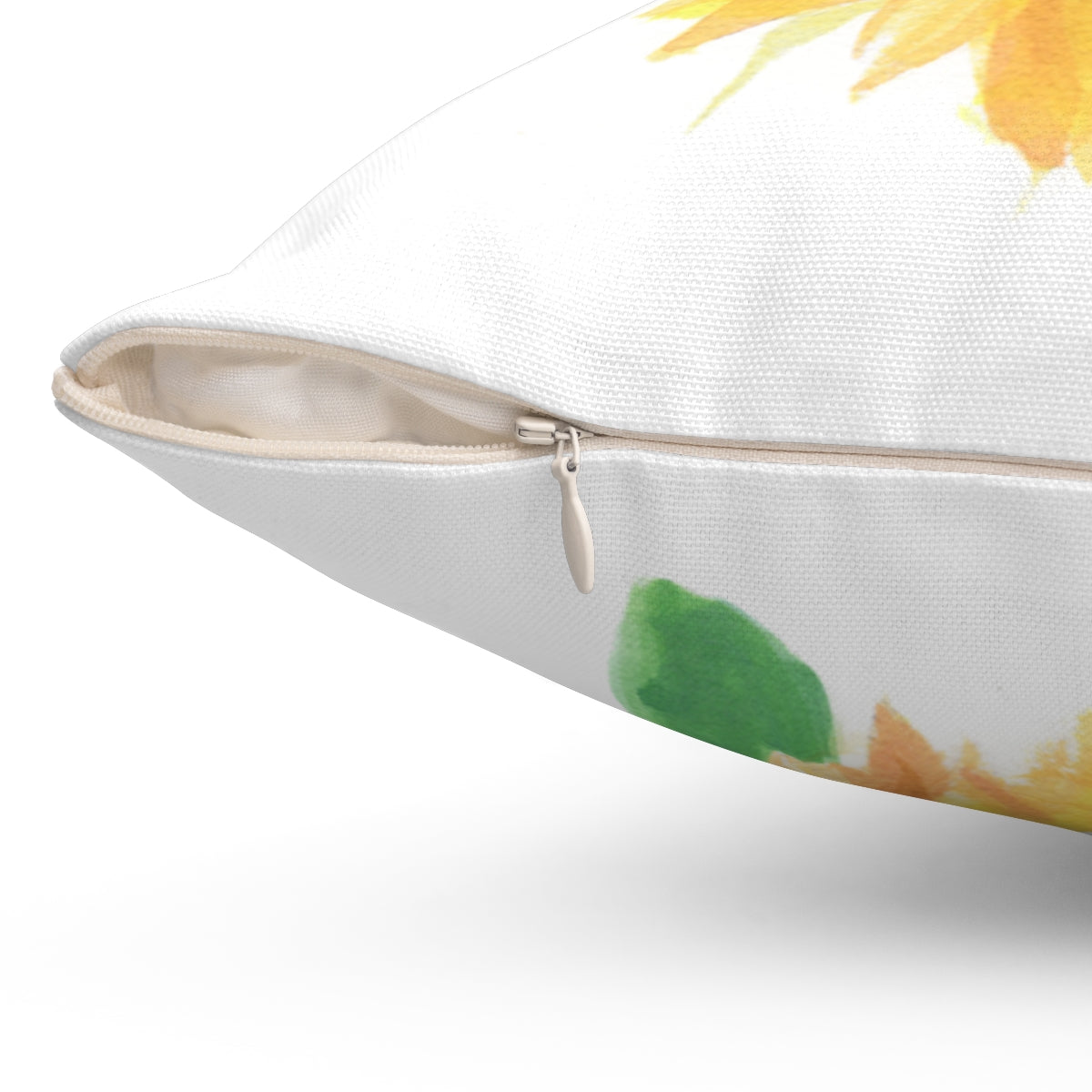 Watercolor Sunflower Bloom Square Pillow by Artist Michelle Mospens