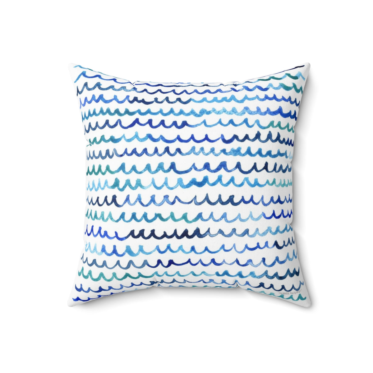 Watercolor Painterly Waves Coastal Square Pillow