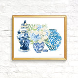 Watercolor Art Print - Blue and White Forever