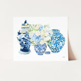 Watercolor Art Print - Blue and White Forever